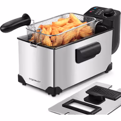 Ushas 30HEZ - Friteuse en acier inoxydable de type 304. 2200W, capacite de 3L. Cuve amovible pour vider l'huile. 100% sans BP ...