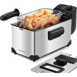 Ushas 30HEZ - Friteuse en acier inoxydable de type 304. 2200W, capacite de 3L. Cuve amovible pour vider l'huile. 100% sans BPA