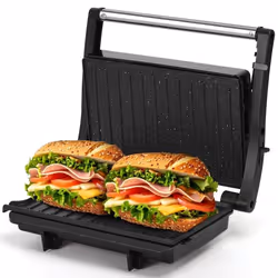 York Pro - Gril, Grill électrique, Appareil à Sandwichs et à Paninis Avec Plaques Antiadhésives.1000W, Ouverture à 180º