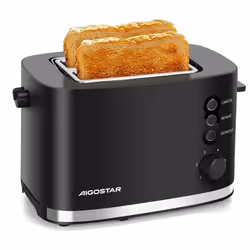 Grille-Pain 2 Fentes Extra Larges avec Support Viennoiseries, Toaster, Réchauffer, Décongeler, Tiroir Ramasse-Miettes, 800W,  ...