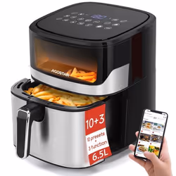 Friteuse sans huile avec fenêtre visible, 6,5L XXL, 1600W