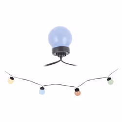 Guirlande lumineuse led ampoules sphériques multicouleur pastel pour usage extérieur 20 led Ip44 transformateur. Distance ent ...