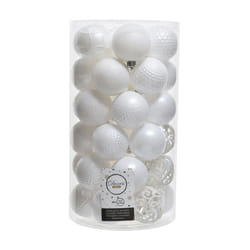 Tube De 37 Boules Décoratives De Couleur Blanche Pour Arbre De Noel.ø6cm