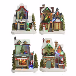 Maison Décor De Noël Lumineuse Led 3xaa 14x9x20cm (largeur/profondeur/hauteur) Modèles Assortis