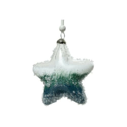 Kaemingk - Etoile en verre à suspendre Artic Blue dim 10 cm Carton de 2