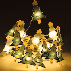 Guirlande de 20 LEDs à piles fixes, motifs décoratifs de Noël 1,3mm (cadeaux, bonhommes de neige, arbres et rennes) piles 2xa ...