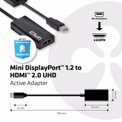 CLUB3D CAC-1170 changeur de genre de câble Mini DisplayPort 1.2 HDMI 2.0 Noir