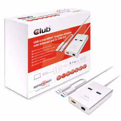 CLUB3D USB 3.0 to HDMI™ Graphics + Ethernet + 2 x USB 3.0, 1.4a, USB Type-A, Aluminium, Argent, Fonctionnement, Windows 10, W ...