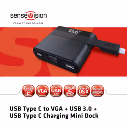 CLUB3D USB Type C to VGA + USB 3.0 + USB Type C Charging Mini Dock