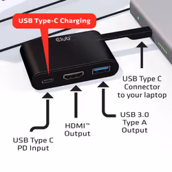 CLUB3D USB Type-C to HDMI™ 2.0 + USB 2.0 + USB Type-C Charging Mini Dock - Vue supplémentaire 4