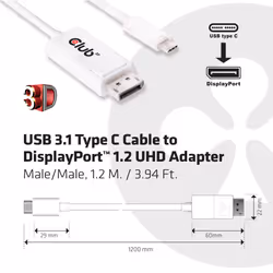 CLUB3D USB 3.1 Type C Cable to DisplayPort 1.2 UHD Adapter - Vue supplémentaire 4