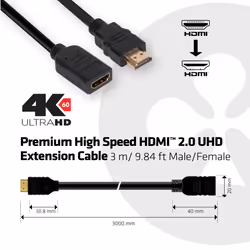 CLUB3D High Speed HDMI™ 2.0 4K60Hz Extension Cable 3m/ 9.8ft Male/Female - Vue supplémentaire 4