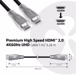 CLUB3D Premium High Speed HDMI™ 2.0 4K60Hz UHD Cable 1 m/ 3.28 ft