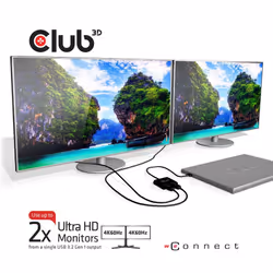 CLUB3D USB3.2 Gen1 Type A to 2x DisplayPort™1.2 Dual Monitor 4K60Hz DisplayLink Video Splitter - Vue supplémentaire 7