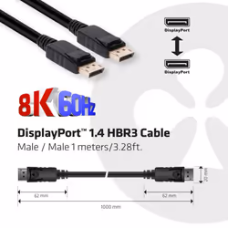 CLUB3D DisplayPort 1.4 HBR3 Cable 1m/3.28ft Male/Male 8K60Hz