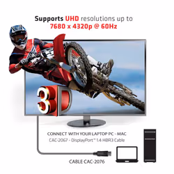 CLUB3D DisplayPort 1.4 HBR3 Cable 1m/3.28ft Male/Male 8K60Hz - Vue supplémentaire 6