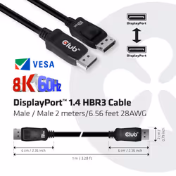 CLUB3D DisplayPort 1.4 HBR3 Cable 2m/6.56ft M/M 8K60Hz - Vue supplémentaire 7