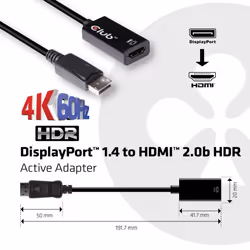 CLUB3D DisplayPort 1.4 to HDMI 2.0b HDR Active Adapter