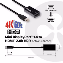 CLUB3D Mini DisplayPort 1.4 to HDMI 2.0b HDR Active Adapter