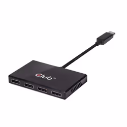 CLUB3D Multi Stream Transport Hub DisplayPort 1.2 Quad Monitor USB Powered, DisplayPort, 4x DisplayPort, 1920 x 1080 pixels,  ...