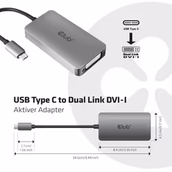 CLUB3D cac-1510 USB C DVI-D Dual link Gris
