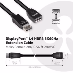 CLUB3D CAC-1022 câble vidéo et adaptateur 2 m Displayport 1.4 Noir