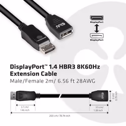 CLUB3D CAC-1022 câble vidéo et adaptateur 2 m Displayport 1.4 Noir - Vue supplémentaire 7