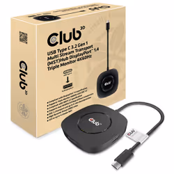 CLUB3D USB TYPE C 3.2 GEN1 MULTISTREAM TRANSPORT MST HUB DISPLAY PORT 1.4 TRIPLE MONITOR DisplayPort male Displayport female Noir - Vue supplémentaire 2