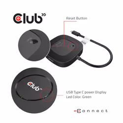 CLUB3D USB TYPE C 3.2 GEN1 MULTISTREAM TRANSPORT MST HUB DISPLAY PORT 1.4 TRIPLE MONITOR DisplayPort male Displayport female Noir - Vue supplémentaire 3