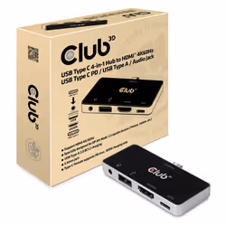 CLUB3D CSV-1591, Station d'accueil, USB 3.2 Gen 1 (3.1 Gen 1) Type-C, 100 W, 3,5 mm, Noir, Chrome, 4K Ultra HD