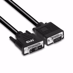 CLUB3D DVI-A TO VGA CABLE M/M 3m/ 9.8ft 28 AWG, DVI-D, VGA, 3 m, Noir