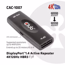CLUB3D DP 1.4 4K120HZ HDR ACTIVE REPEATER F/F displayport Noir