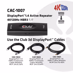 CLUB3D DP 1.4 4K120HZ HDR ACTIVE REPEATER F/F displayport Noir