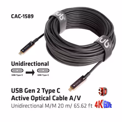 CLUB3D USB3.2 G2 TYPE-C ACT. OPT. A/V M/M 20M câble USB USB 3.2 Gen 2 (3.1 Gen 2) USB C Noir - Vue supplémentaire 4