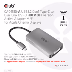 CLUB3D CAC-1510-A câble vidéo et adaptateur 0,25 m USB Type-C DVI Gris - Vue supplémentaire 4