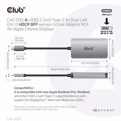 CLUB3D CAC-1510-A câble vidéo et adaptateur 0,25 m USB Type-C DVI Gris - Vue supplémentaire 6