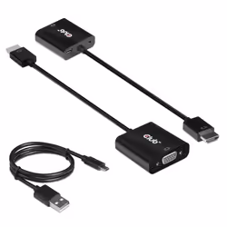 CLUB3D CAC-1302, 0,5 m, HDMI Type A (Standard), VGA (D-Sub), Mâle, Femelle, Noir