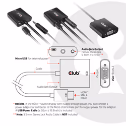 CLUB3D CAC-1302 câble vidéo et adaptateur 0,5 m HDMI Type A (Standard) VGA (D-Sub) Noir - Vue supplémentaire 6