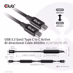 CLUB3D CAC-1535 câble USB 5 m USB 3.2 Gen 2 (3.1 Gen 2) USB C Noir - Vue supplémentaire 4