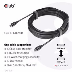 CLUB3D CAC-1535 câble USB 5 m USB 3.2 Gen 2 (3.1 Gen 2) USB C Noir - Vue supplémentaire 5