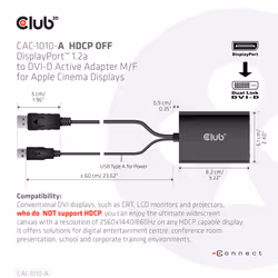 CLUB3D CAC-1010-A câble vidéo et adaptateur 0,6 m DisplayPort DVI-D + USB