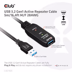 CLUB3D CAC-1404 câble USB 5 m USB 3.2 Gen 1 (3.1 Gen 1) USB A Noir
