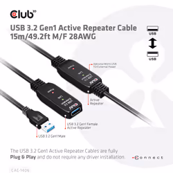 CLUB3D CAC-1406 câble USB 15 m USB 3.2 Gen 1 (3.1 Gen 1) USB A Noir - Vue supplémentaire 4