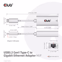 CLUB3D CAC-1519 changeur de genre de câble USB-C RJ-45 Blanc - Vue supplémentaire 4
