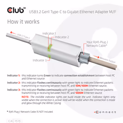 CLUB3D CAC-1519 changeur de genre de câble USB-C RJ-45 Blanc - Vue supplémentaire 6