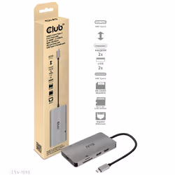 CLUB3D CSV-1593 hub & concentrateur USB 3.2 Gen 1 (3.1 Gen 1) Type-C 16200 Mbit/s Métallique