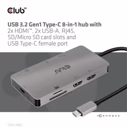 CLUB3D CSV-1593 hub & concentrateur USB 3.2 Gen 1 (3.1 Gen 1) Type-C 16200 Mbit/s Métallique - Vue supplémentaire 8