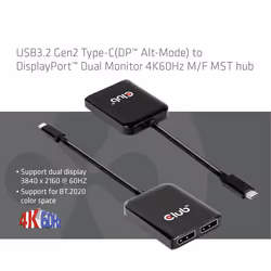 CLUB3D CSV-1555 câble vidéo et adaptateur 1,5 m USB Type-C 2 x DisplayPort Noir