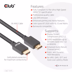 CLUB3D CAC-1375 câble HDMI 5 m HDMI Type A (Standard) Noir - Vue supplémentaire 8