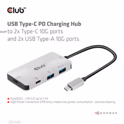 CLUB3D CSV-1543 station d'accueil USB 3.2 Gen 2 (3.1 Gen 2) Type-C Noir, Argent - Vue supplémentaire 4